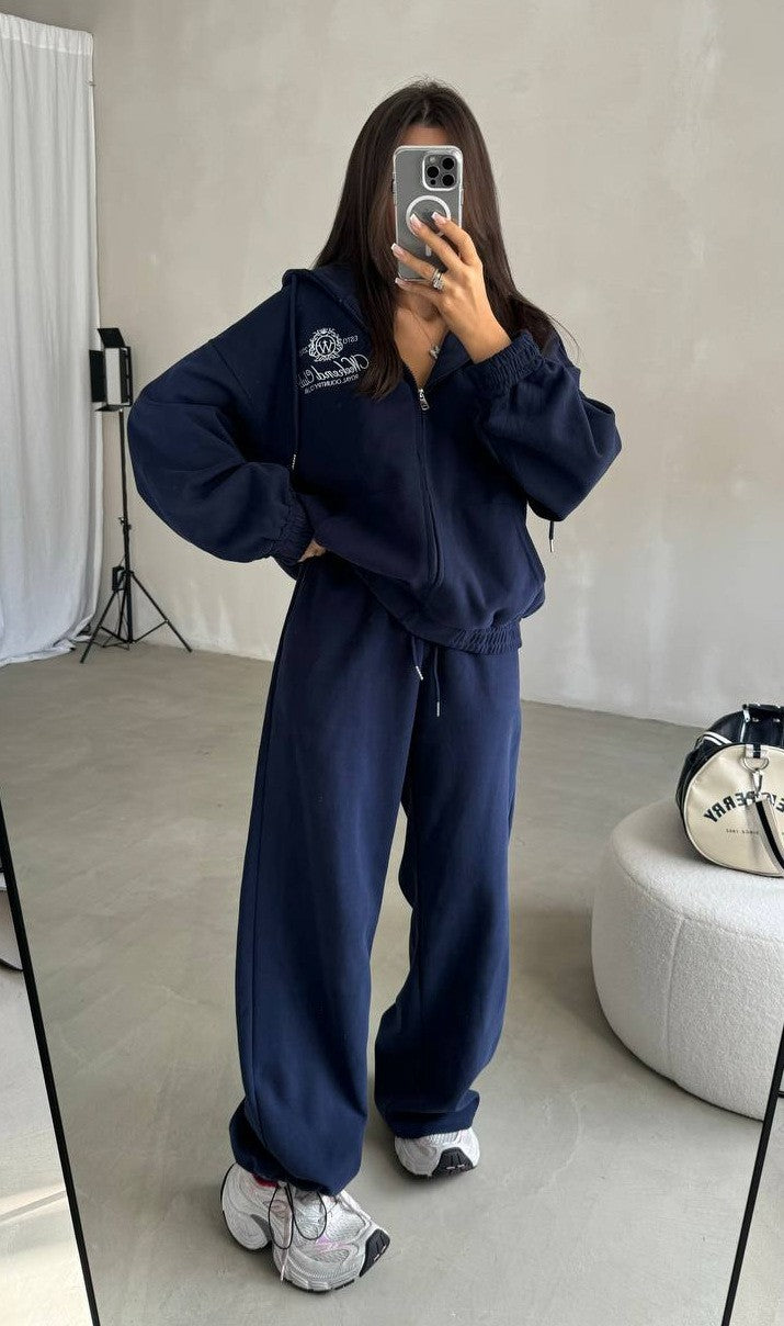 Damen Weiches Oversize-Kapuzen-Sweatjacken-Set mit weiter Jogginghose Echoarchiv