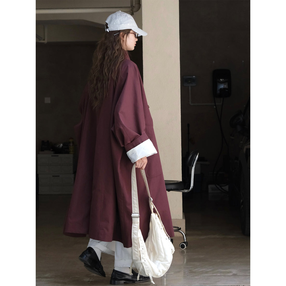 Damen Oversize-Trenchcoat mit Stehkragen und verlängertem Schnitt Echoarchiv