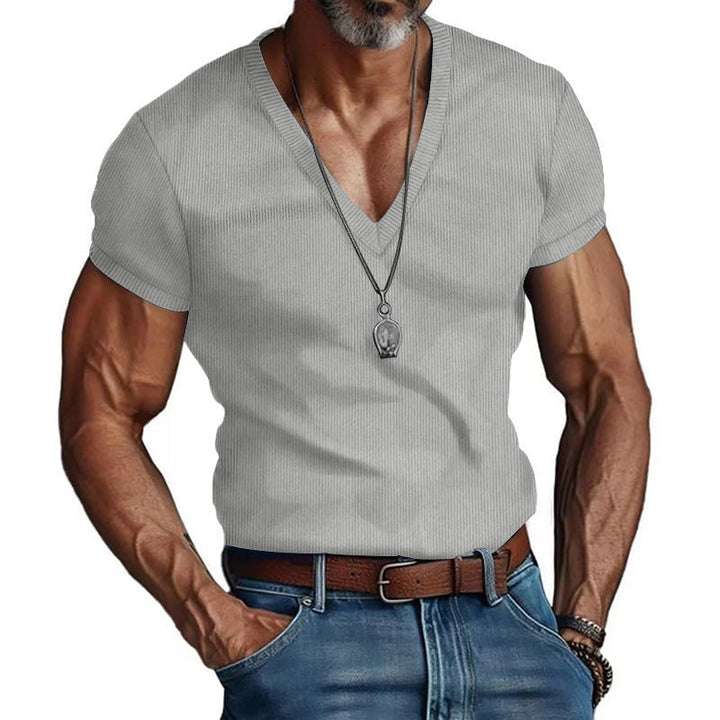 Herren Kurzarm V-Ausschnitt T-Shirt Echoarchiv