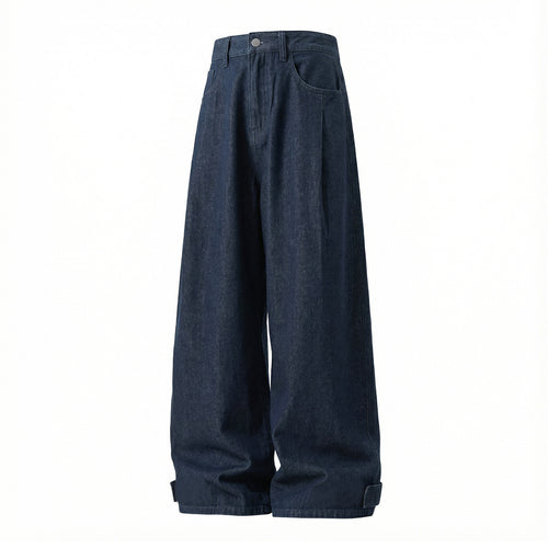 Damen Extraweite High‑Waist Denim‑Palazzohose mit Krempel‑ und Gurtdetail Echo Archiv