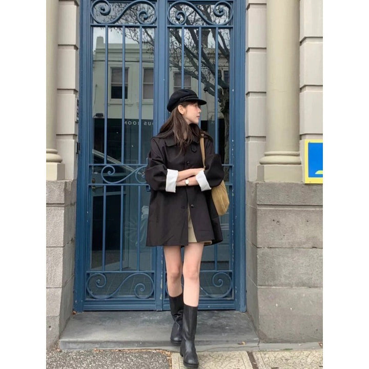 Damen Kurze Oversize-Trenchjacke aus Baumwollmischung mit Hemdkragen Echoarchiv