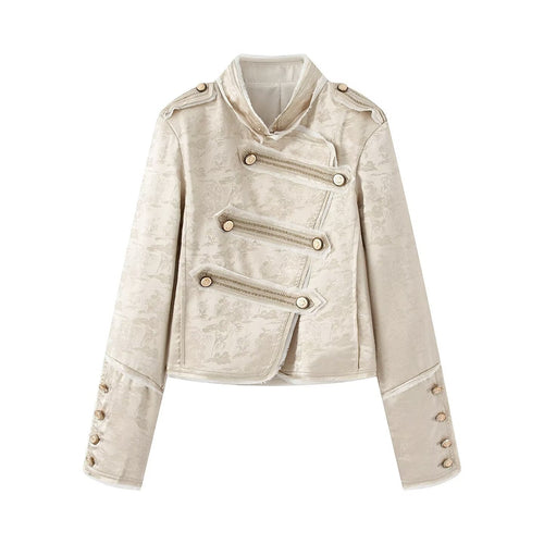 Damen Ornamentale Militärjacke aus Jacquard mit asymmetrischer Zierknopfleiste Echo Archiv