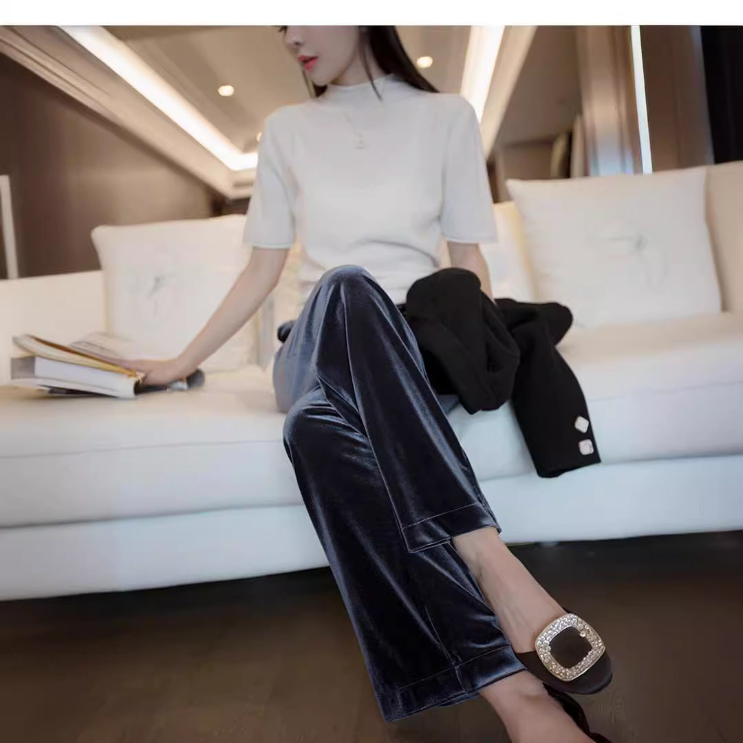 Damen Elegante und weite Plissee-Stoffhose Echoarchiv