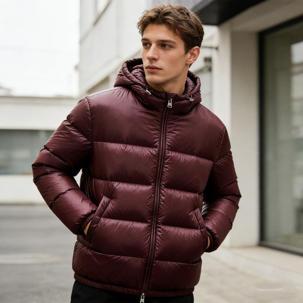 Herren nan steppte Kapuzenjacke mit glänzender Oberfläche, warmer Synthetikfüllung und Zweiwege-Reißverschluss Echo Archiv