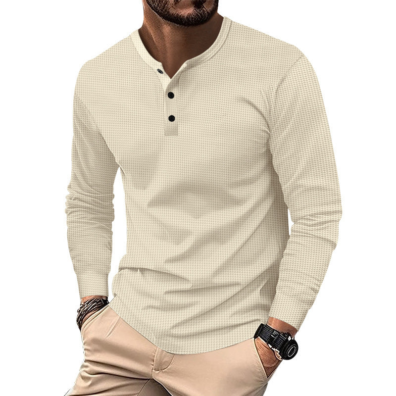 Herren Langarm-Henley-Shirt aus atmungsaktivem Strukturstoff Echoarchiv