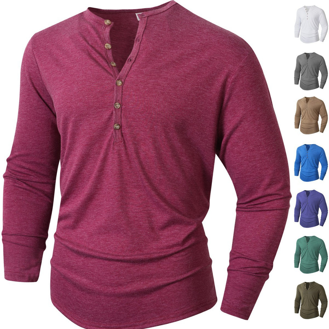 Herren Langarm Henley-Shirt mit Knopfleiste und weichem Baumwollmix Echoarchiv