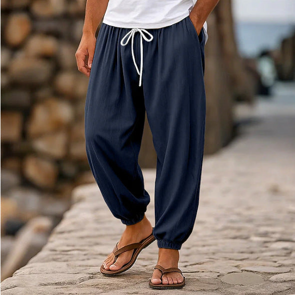 Herren luftige Freizeit-Hose mit elastischem Bund und seitlichen Eingrifftaschen Echoarchiv