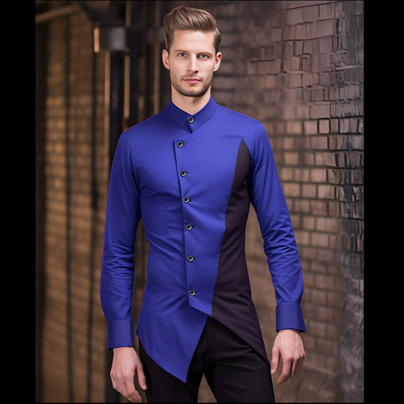 Herren kreatives Businesshemd mit asymmetrischem Design und modischen Akzenten Echoarchiv