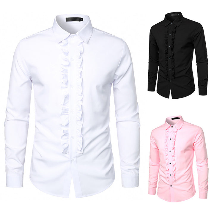 Herren Elegantes Hemd mit Rüschendetails Echoarchiv
