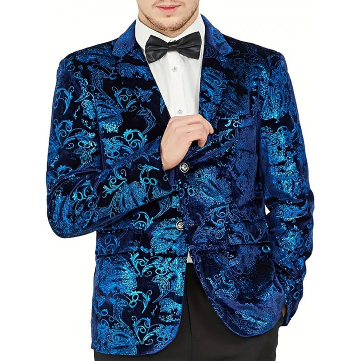 Herren Luxus Samtblazer mit floralem Jacquard-Muster Echoarchiv