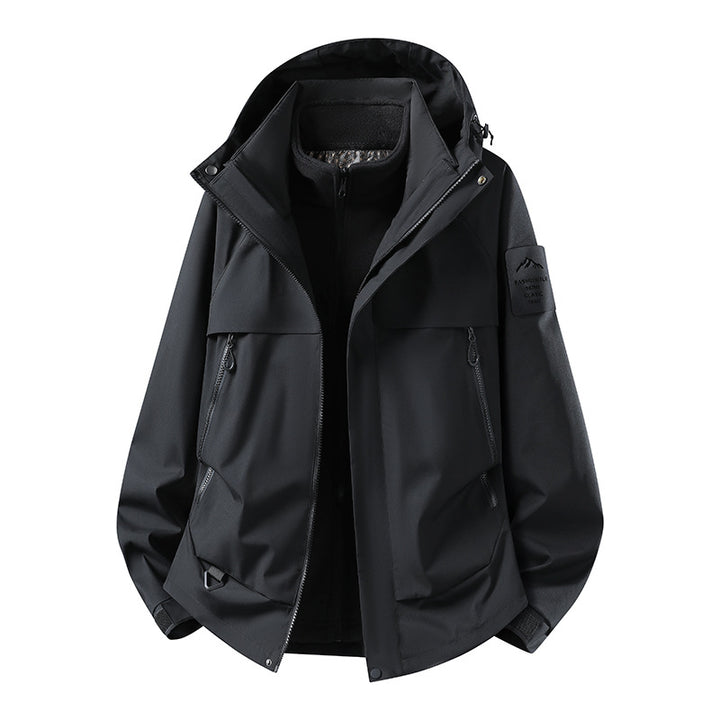 Herren modulare wasserdichte Outdoorjacke mit herausnehmbarer Fleece-Innenjacke, Kapuze und Reißverschlusstaschen Echo Archiv