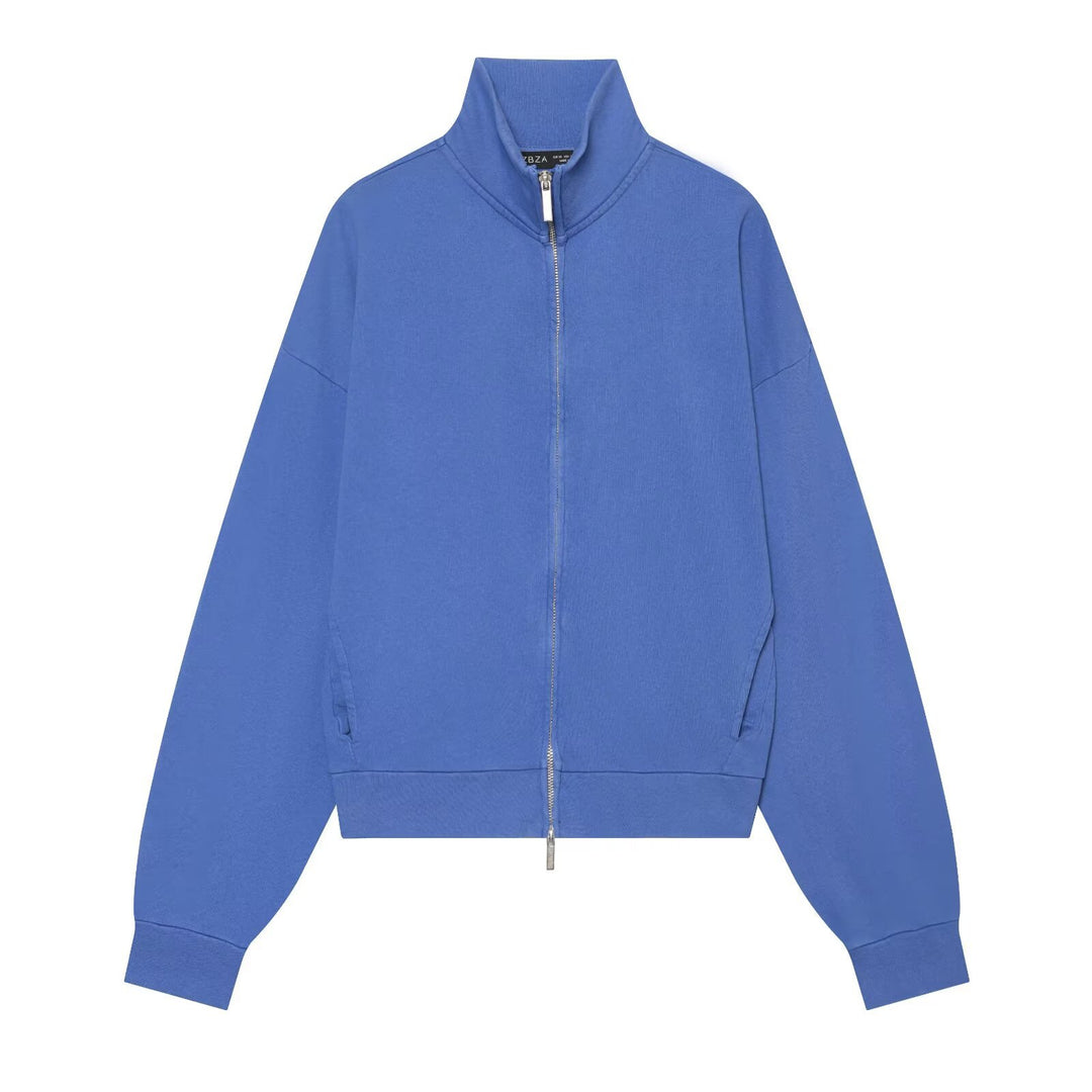 Damen Kurz geschnittener Sweatshirt-Blouson mit hohem Stehkragen und Reißverschluss Echo Archiv