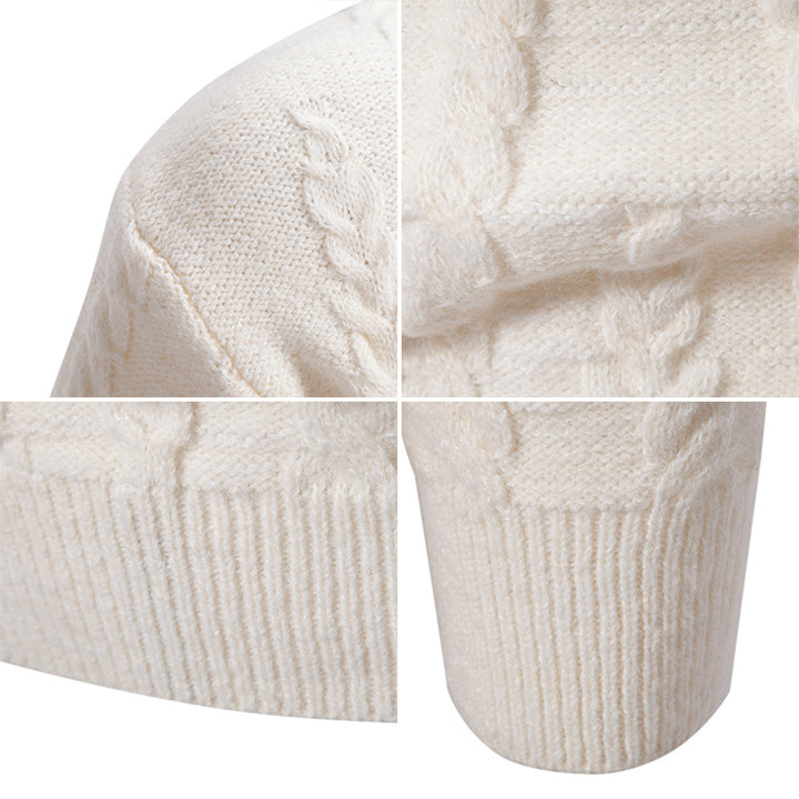 Herren Strickpullover mit klassischem Zopfdesign und hohem Kragen Echoarchiv