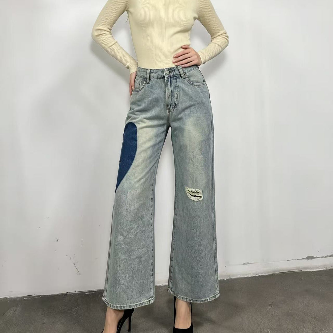 Damen weit geschnittene Denim-Jeans mit einzigartigen Farbakzenten Echo Archiv