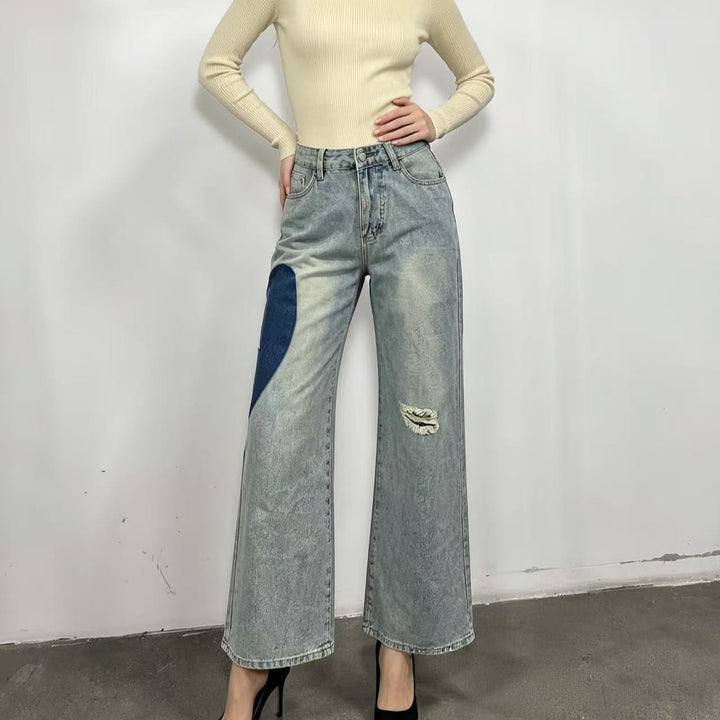 Damen weit geschnittene Denim-Jeans mit einzigartigen Farbakzenten Echo Archiv