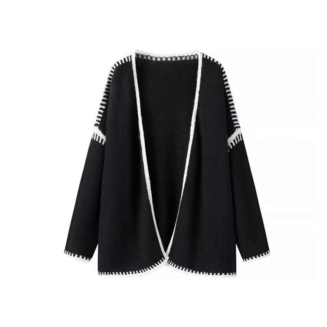 Damen Oversize‑Strickjacke mit kontrastierenden Häkelkanten Echo Archiv