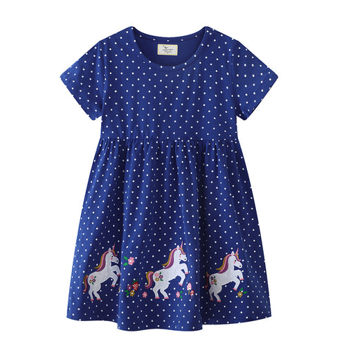 Mädchen Kleid mit Punkten und Einhornstickerei Echo Archiv