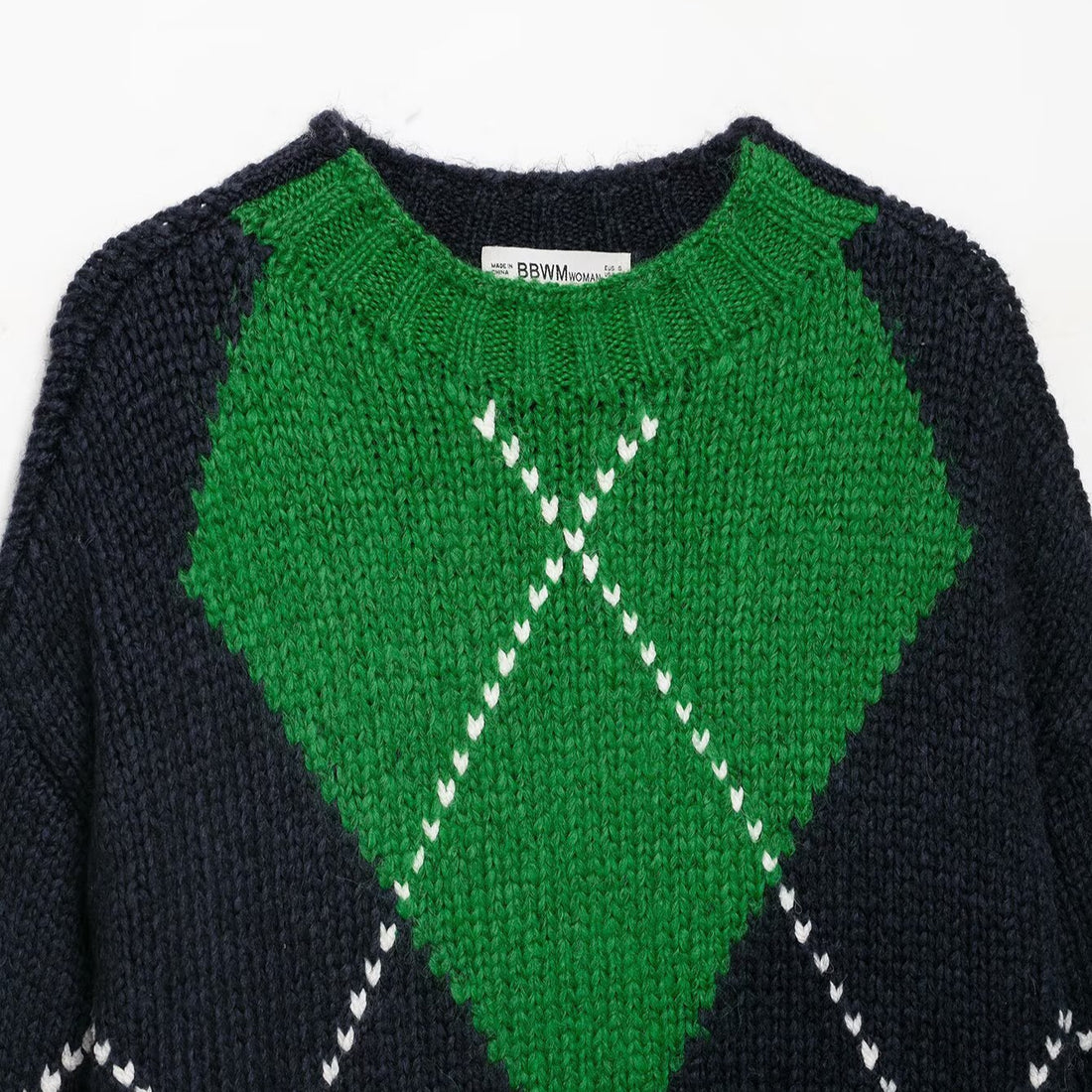 Damen Grobstrick-Pullover mit Argyle‑Muster und Oversize‑Schnitt Echoarchiv