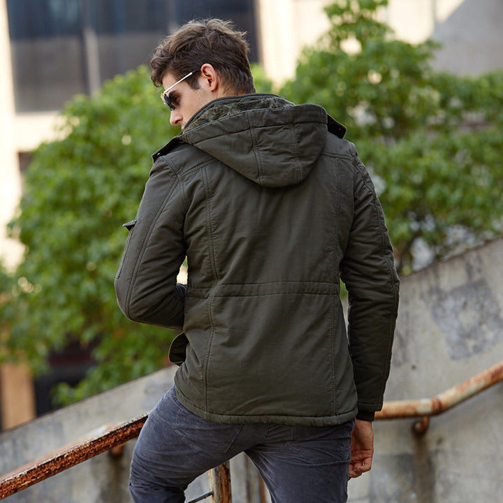 Herren Robust verarbeitete Fieldjacke mit Kapuze Kordelzug und Multifachtaschen Echo Archiv