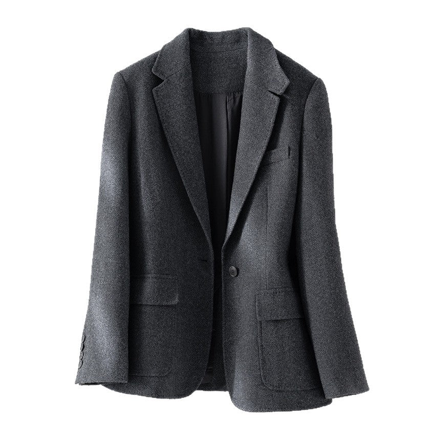 Damen Halbgefütterter Ein-Knopf-Wollmix-Blazer mit abgerundetem Saum Echoarchiv