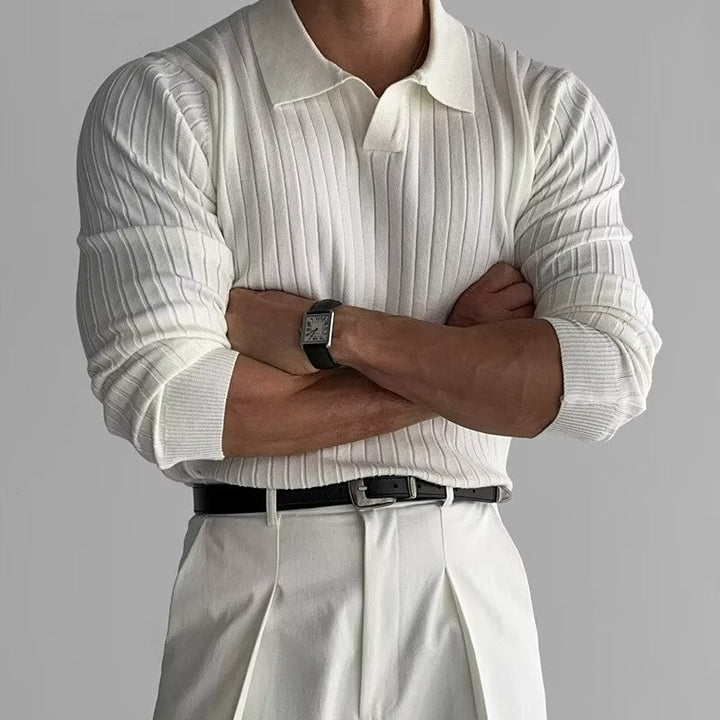 Herren Elegantes Strickpolo mit strukturiertem Design Echo Archiv