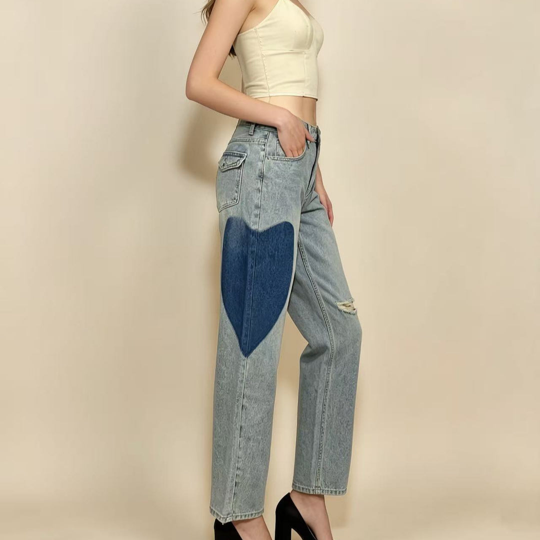 Damen weit geschnittene Denim-Jeans mit einzigartigen Farbakzenten Echo Archiv