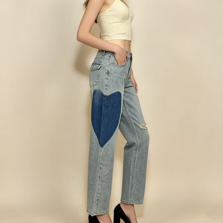 Damen weit geschnittene Denim-Jeans mit einzigartigen Farbakzenten Echo Archiv