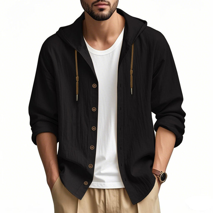 Herren lässige Hemdjacke mit Kapuze und Druckknopfleiste Echoarchiv