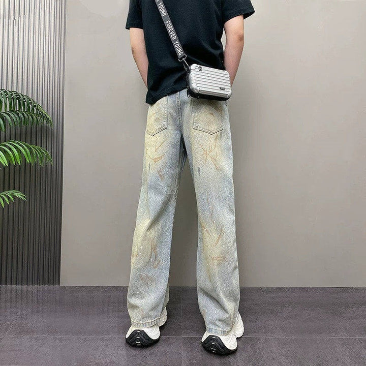 Herren Modische Baggy-Jeans mit kreativen Waschungen Echoarchiv
