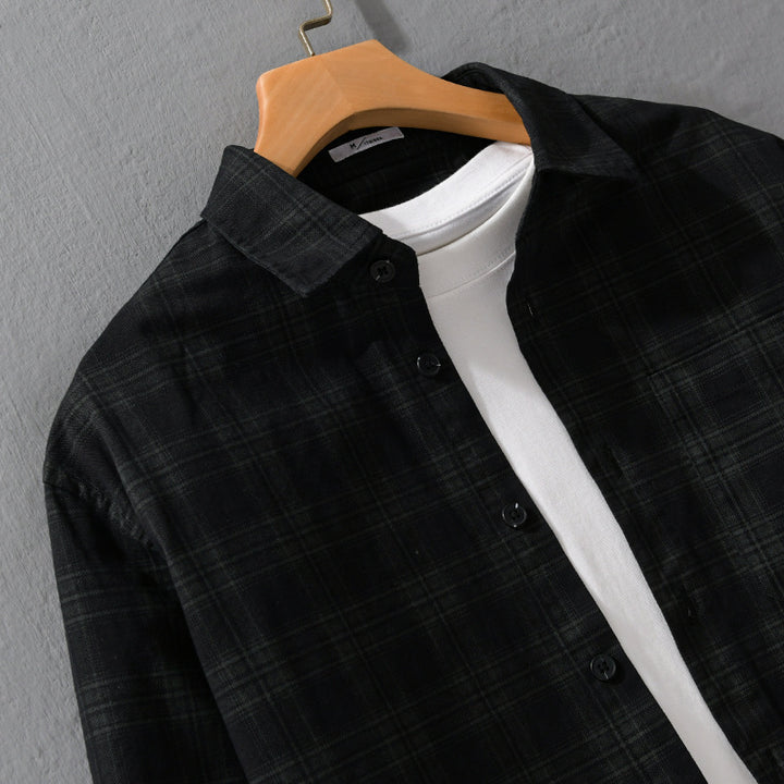 Herren Kariertes Hemdjacken-Overshirt aus leichtem Twill mit Brusttasche Echoarchiv