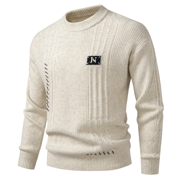 Herren Strukturiertes Rippstrick-Pullover mit Ziernähten und Logo‑Patch Echo Archiv