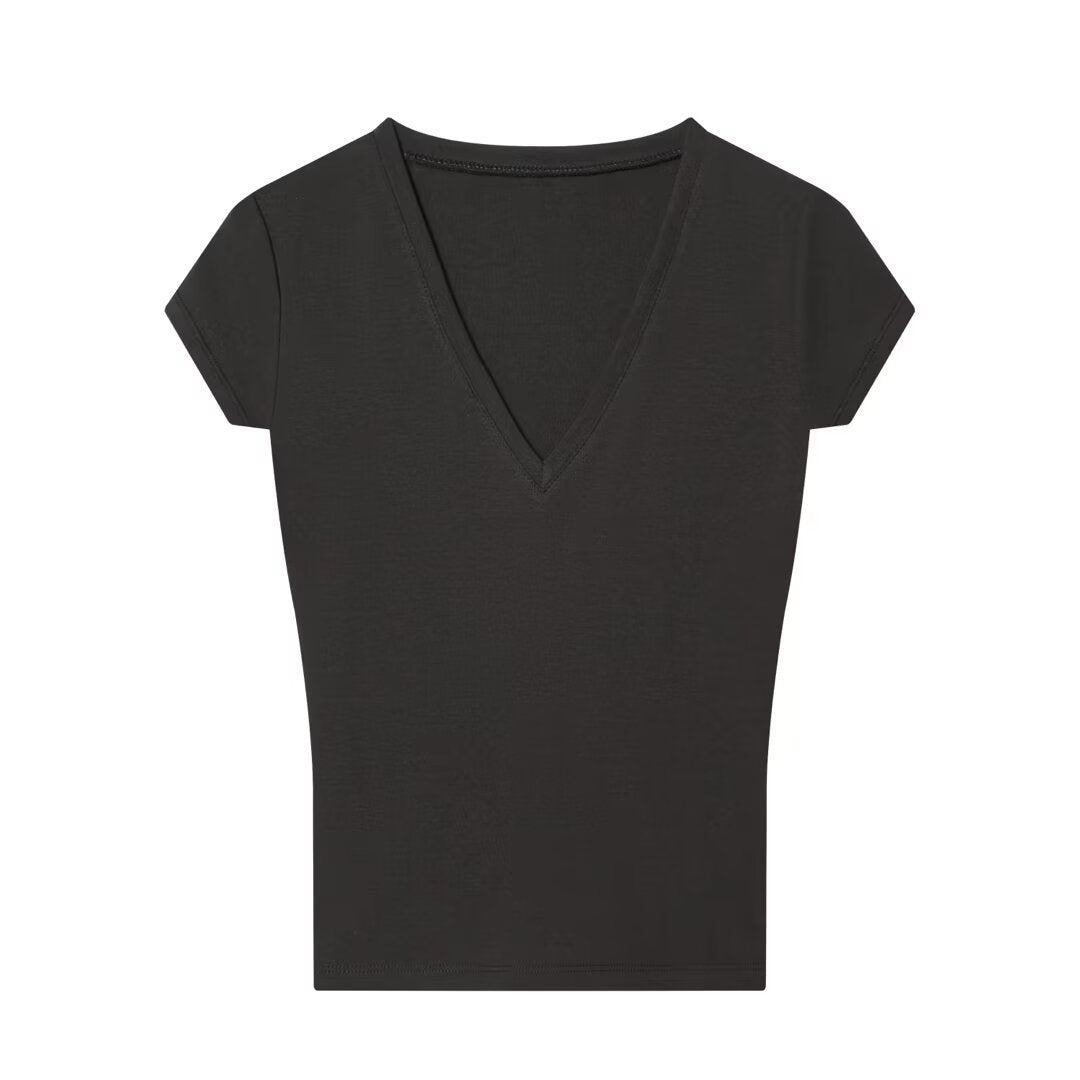 Damen V-Ausschnitt T-Shirt aus hochwertiger Baumwolle Echo Archiv