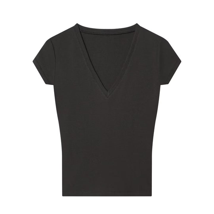 Damen V-Ausschnitt T-Shirt aus hochwertiger Baumwolle Echo Archiv