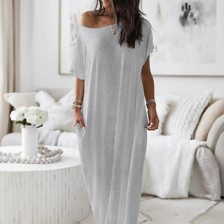 Damen Lockere Maxikleid mit Animal-Print und Seitentaschen Echo Archiv