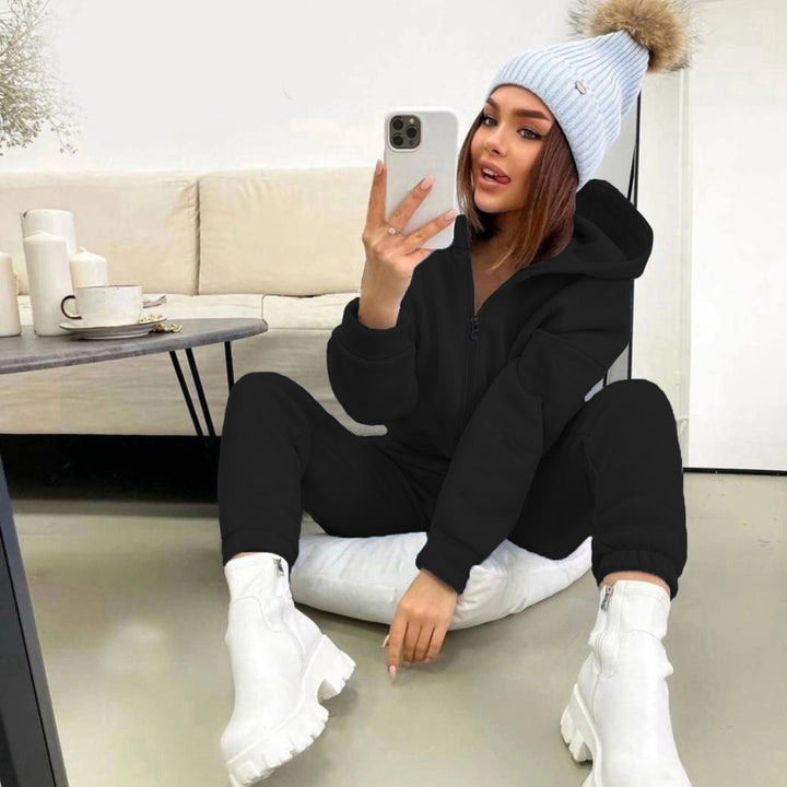 Damen nan weiches Reißverschluss-Hoodie und taillierte Komfort-Jogginghose Set mit innenliegendem Fleece Echo Archiv