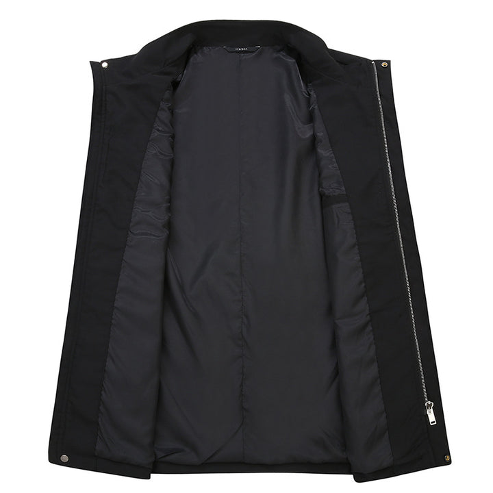 Herren Übergangs-Kurzmantel mit Stehkragen, verdecktem Reißverschluss und minimalistischer Silhouette – Taviero