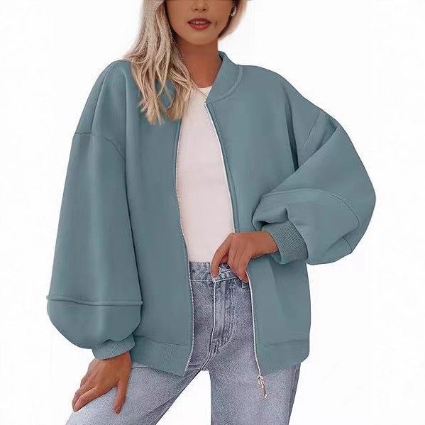 Damen Oversize Bomberjacke mit Ballonärmeln und Reißverschluss Echo Archiv