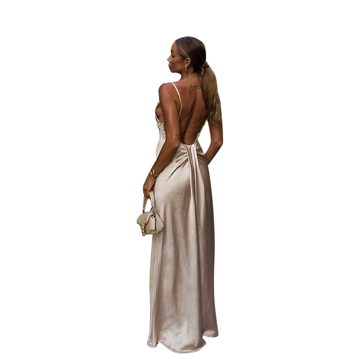 Damen Elegantes Satin-Maxikleid mit hauchdünnen Spaghettiträgern Echo Archiv