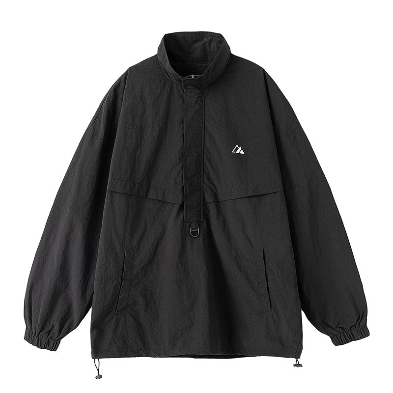Unisex Leichter Oversize-Anorak mit halbem Reißverschluss, Utility-D-Ring und verstellbarem Saum Echo Archiv
