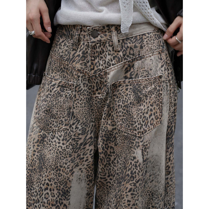 Damen Palazzo-Hose mit Leopardenmuster, hohem Bund und großen aufgesetzten Taschen Echoarchiv