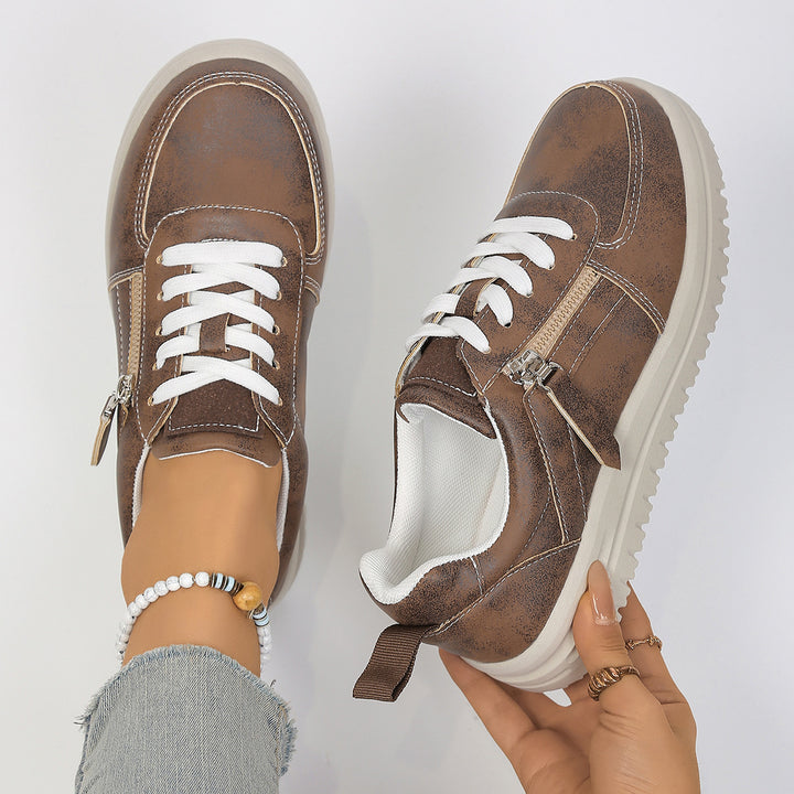 Damen modische Plateau-Sneaker mit seitlichem Reißverschluss, gepolstertem Memory-Fußbett und rutschfester Profilsohle Echo Archiv