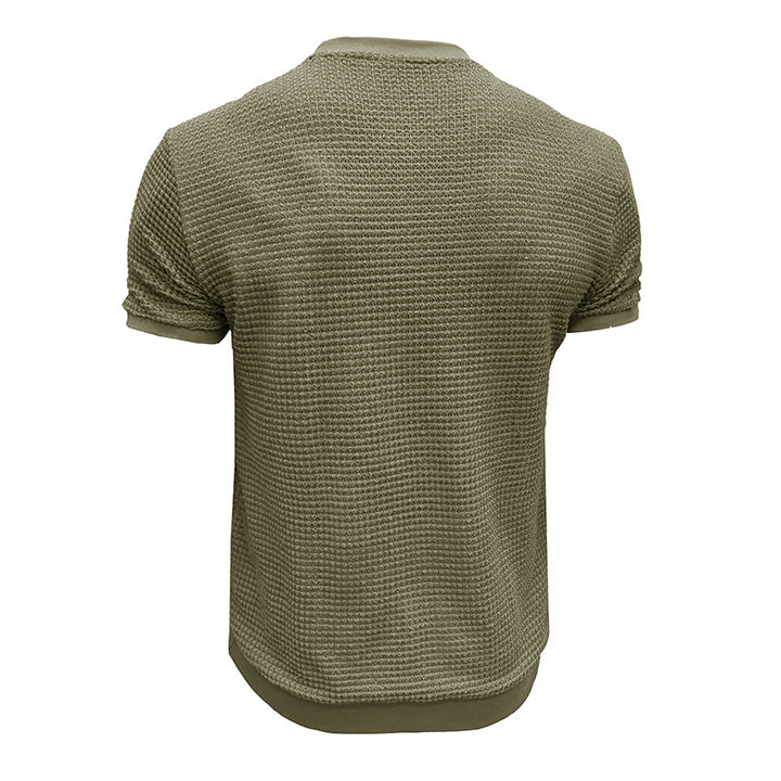 Herren Strukturiertes Kurzarm-T-Shirt aus atmungsaktivem Baumwollmix mit Rundhalsausschnitt Echoarchiv