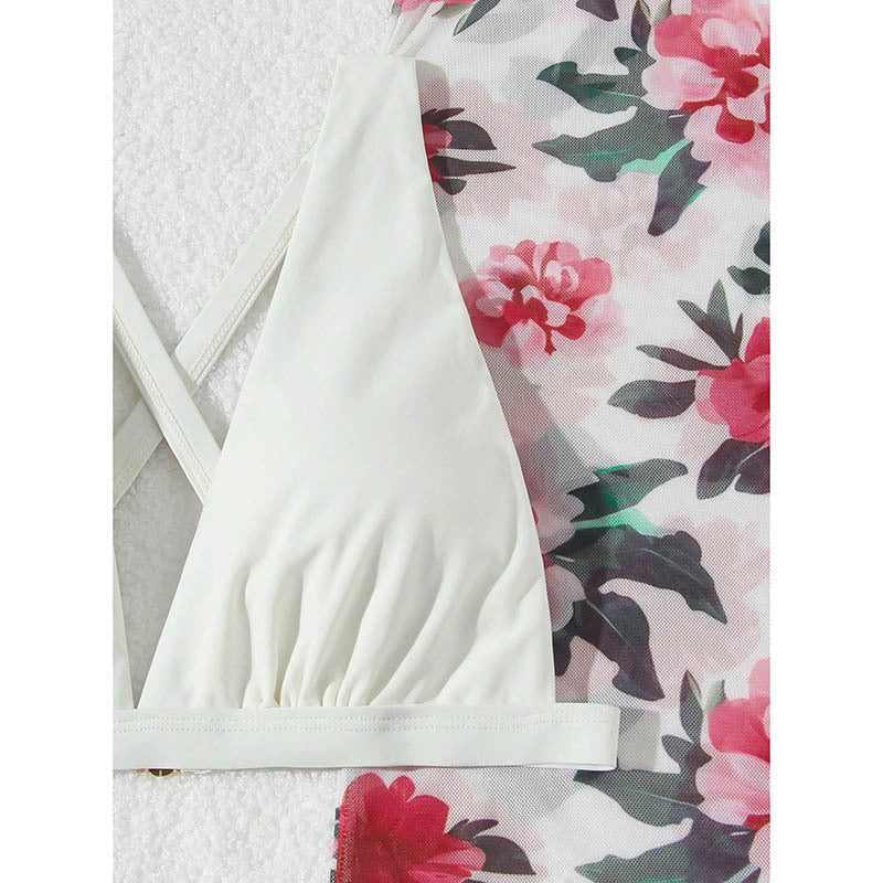 Damen Bikini-Set mit floralem Wickelrock und elastischen Trägern Echo Archiv