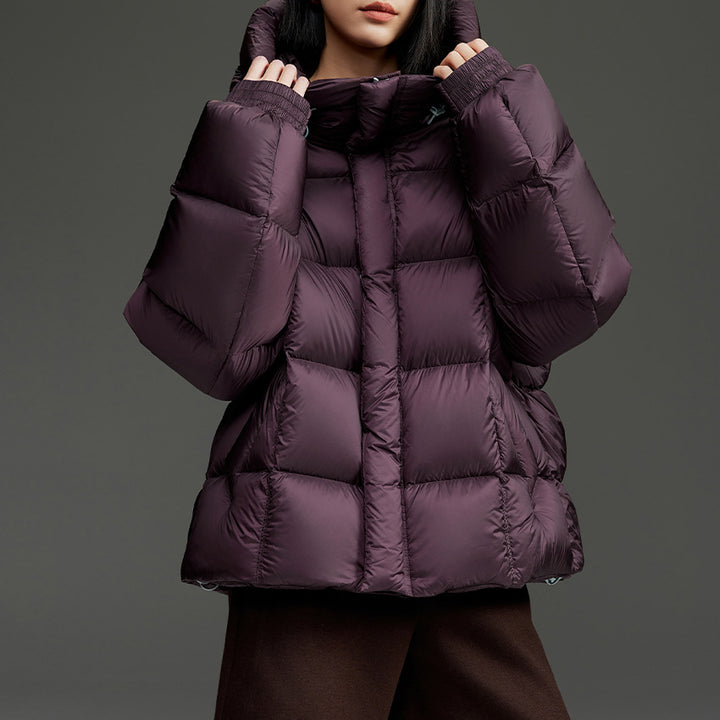 Damen Kurze Stepp-Daunenjacke mit Kapuze Echoarchiv