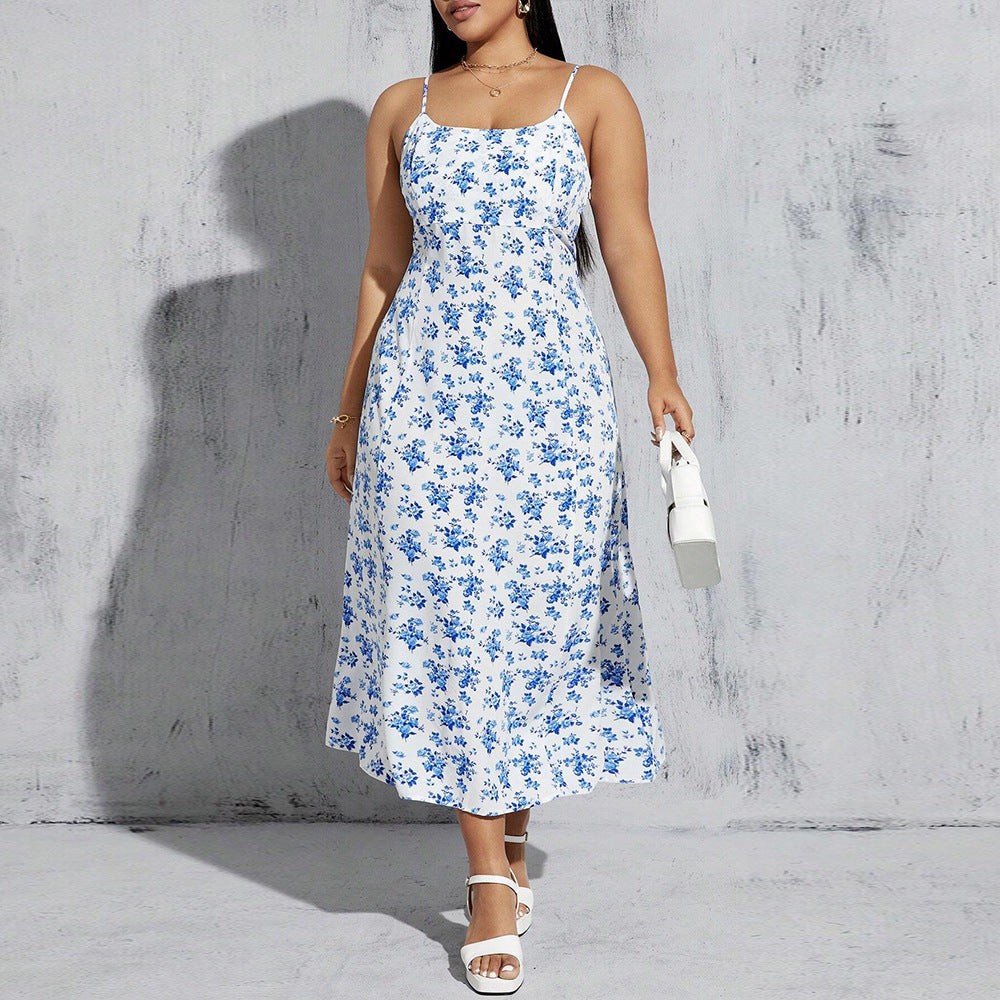 Damen florales Sommerkleid mit schmalen Trägern und leichtem Stoff Echo Archiv