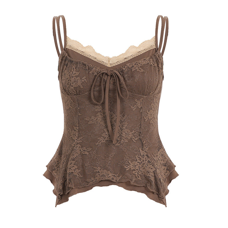 Damen elegantes Spitzenoberteil mit zarter Raffung Echo Archiv