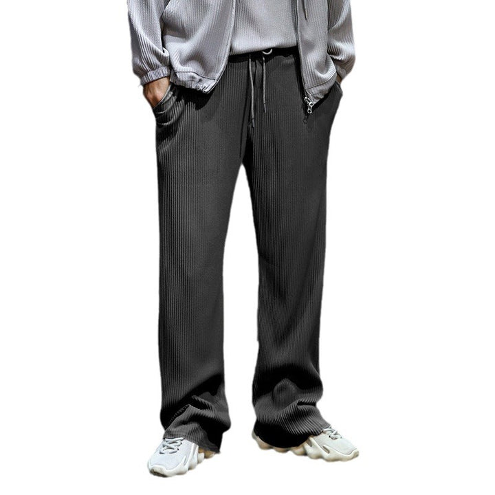 Herren Lässige gerippte Relaxhose mit weitem Bein, Tunnelzug & Eingrifftaschen – Sorevano