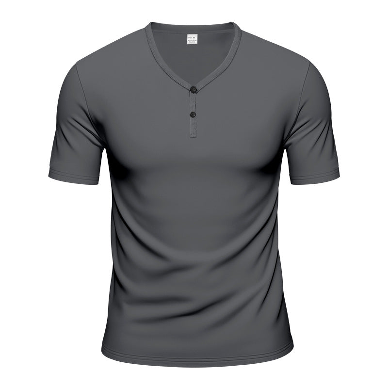 Herren Kurzarm Henley-T-Shirt mit atmungsaktiver Struktur Echoarchiv