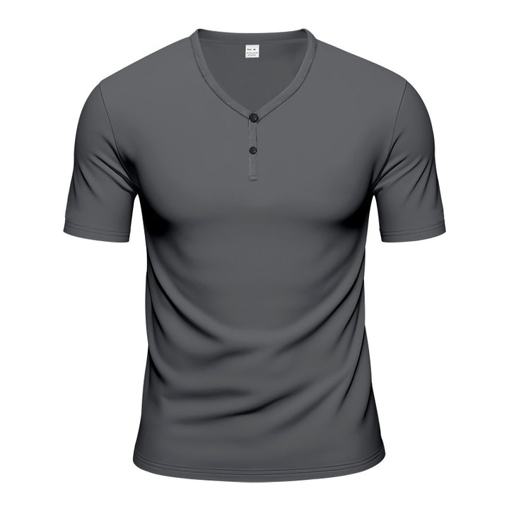 Herren Kurzarm Henley-T-Shirt mit atmungsaktiver Struktur Echoarchiv