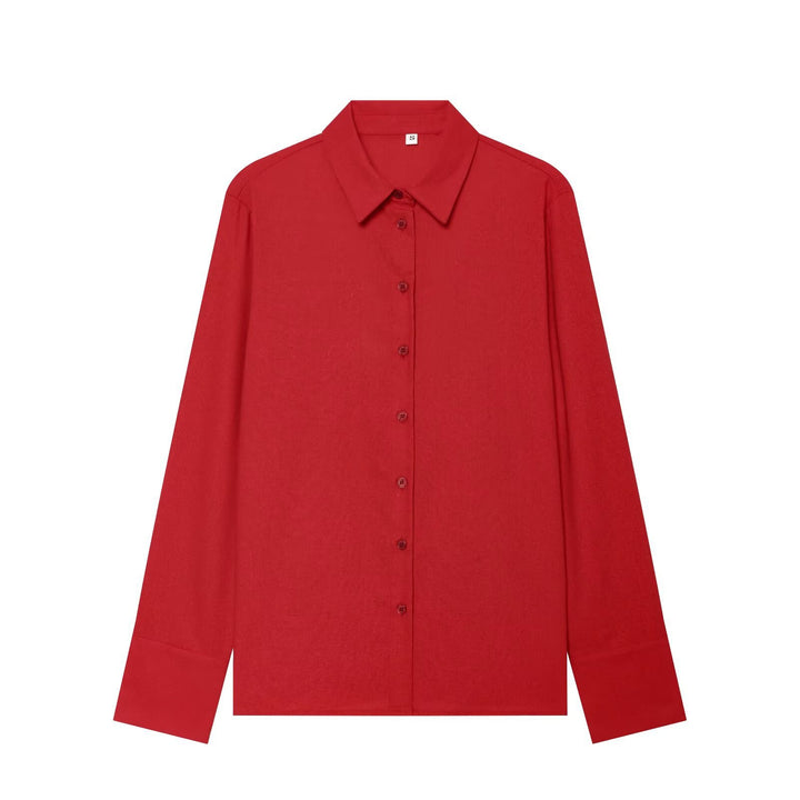 Damen Oversized Seidenimitat-Hemdbluse mit Kentkragen und Manschetten Echo Archiv
